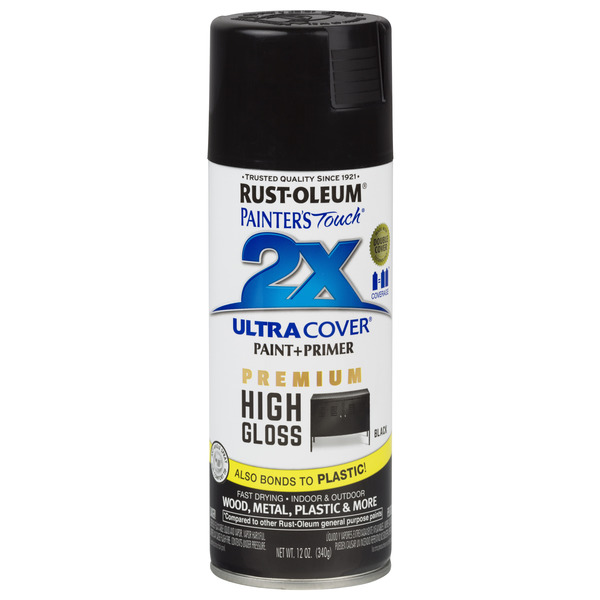 Rust-Oleum Spray Paint, Black, High Gloss, 12 Oz 331172